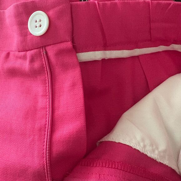 Karen Kane Pollee High Rise Pleat Front Shorts Hot Pink Linen Blend Size Medium - Picture 3 of 6